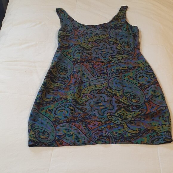 Handmade Vintage Colourful Paisley Shift Mini Dress Size Extra Small - Picture 2 of 7
